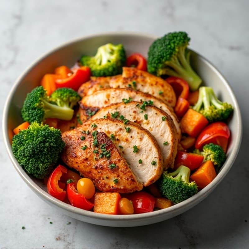 High-Protein Sheet Pan Chicken and Sweet Potato Bowl