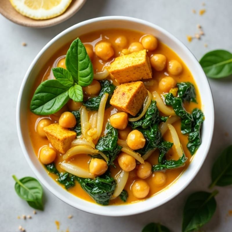 Creamy Coconut Chickpea and Spinach Curry Bowl