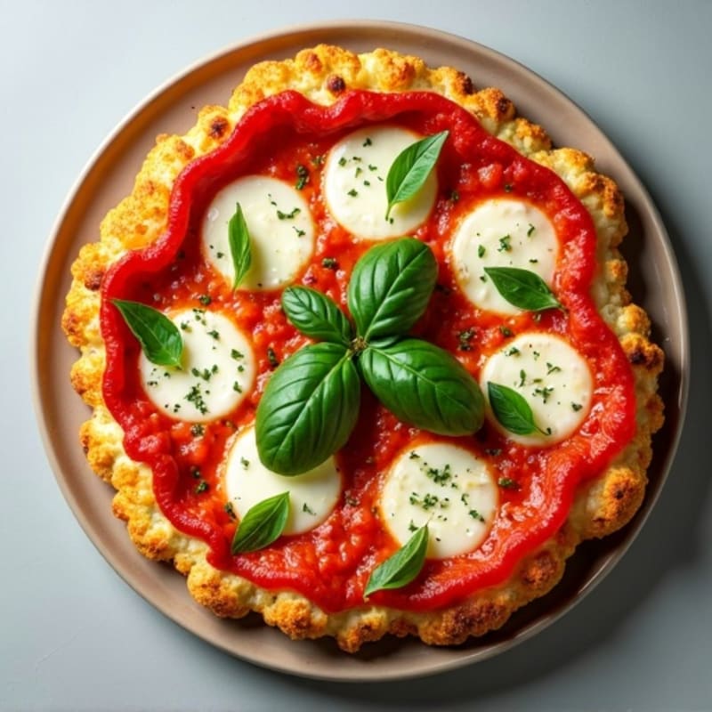 Cauliflower Crust Margherita Pizza with Fresh Basil