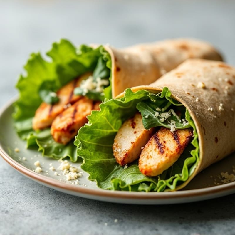 Grilled Chicken Caesar Wraps with Crunchy Romaine