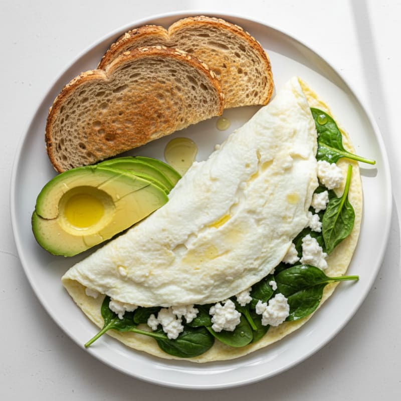 Egg White Spinach Omelette with Cottage Cheese