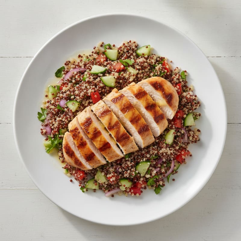 Grilled Chicken Breast with Crunchy Quinoa Salad