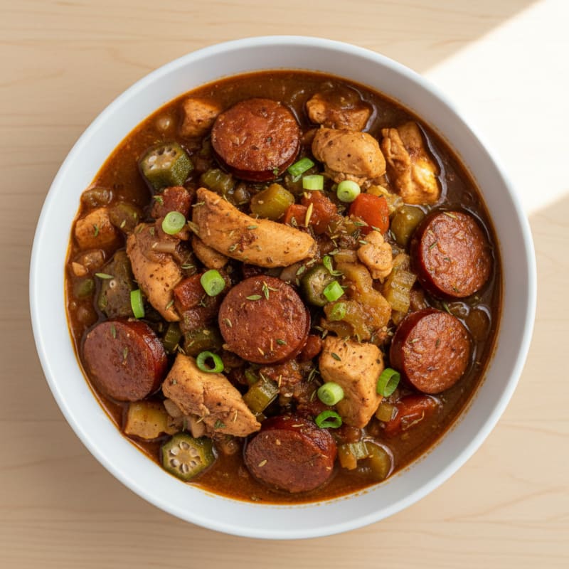 Smoky Creole Chicken and Sausage Gumbo