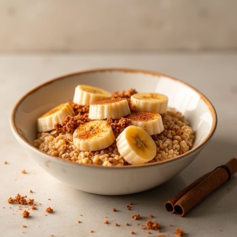 Cinnamon-Spiced Caramelized Banana Oatmeal Bowl