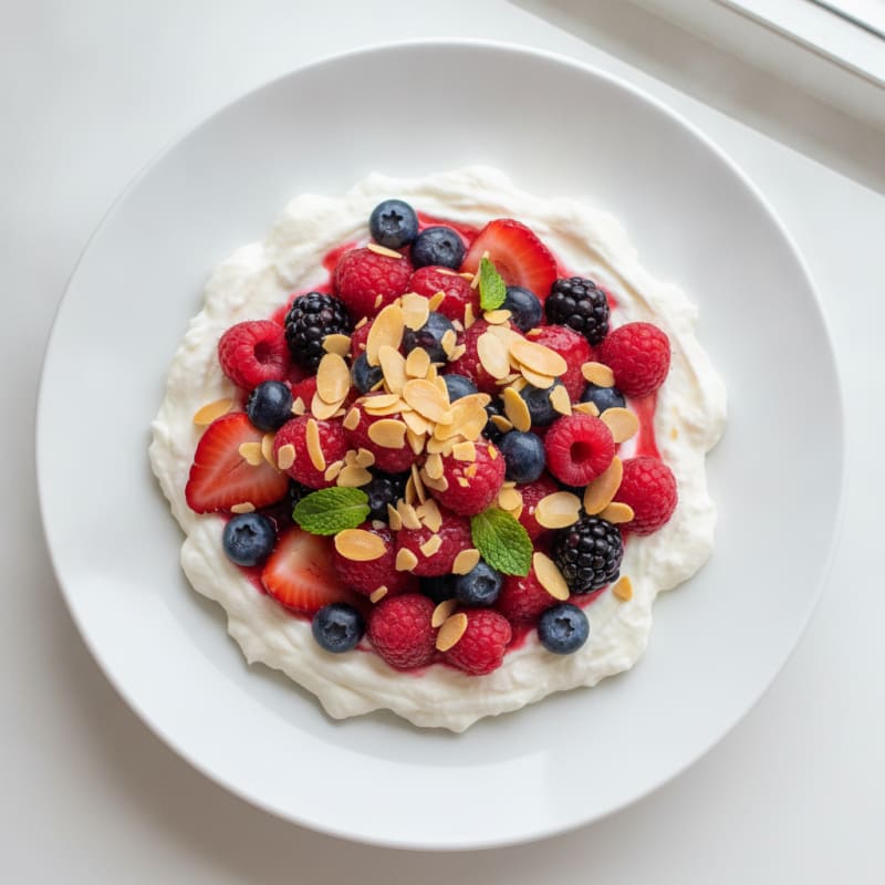 Silky Greek Yogurt Protein Pudding with Mixed Berries