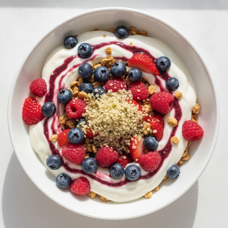 Vanilla Greek Yogurt Protein Parfait with Mixed Berries