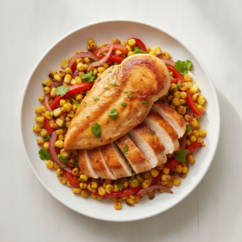 Pan-Seared Chicken with Roasted Corn