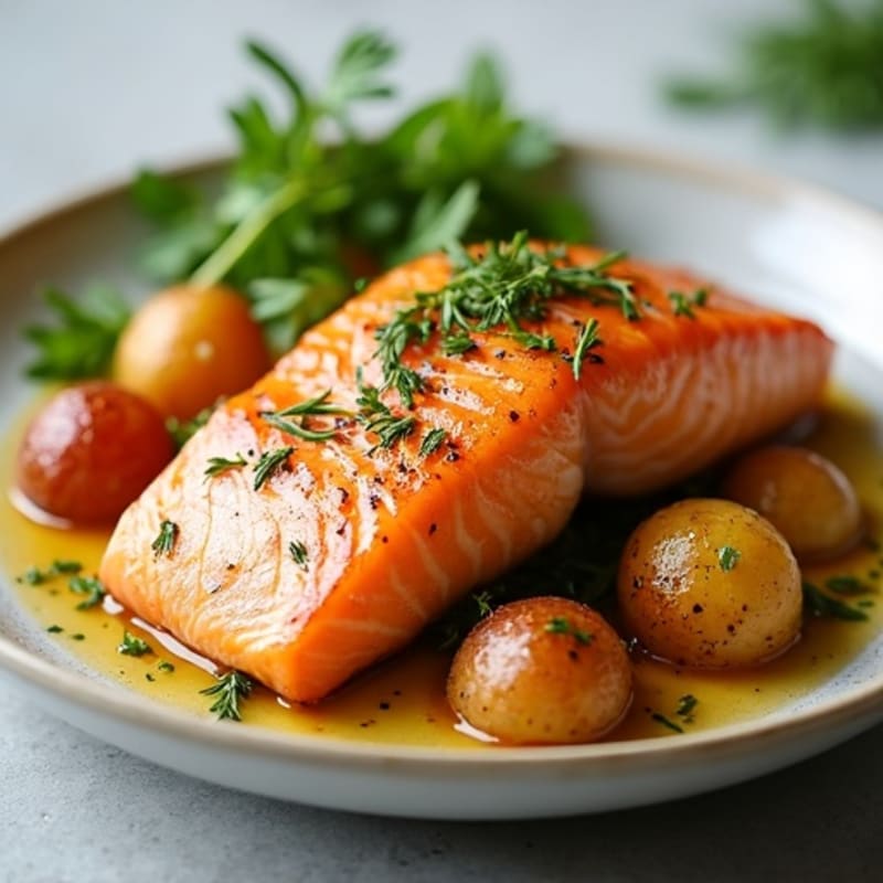 Lemon-Herb Roasted Salmon with Crispy Red Potatoes
