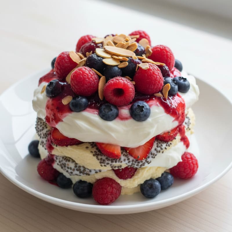 Creamy Greek Yogurt Parfait with Mixed Berries and Vanilla Protein Powder