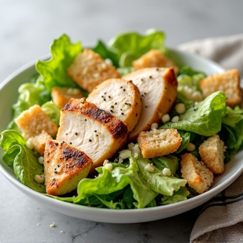 Grilled Chicken Caesar Salad with Crispy Romaine