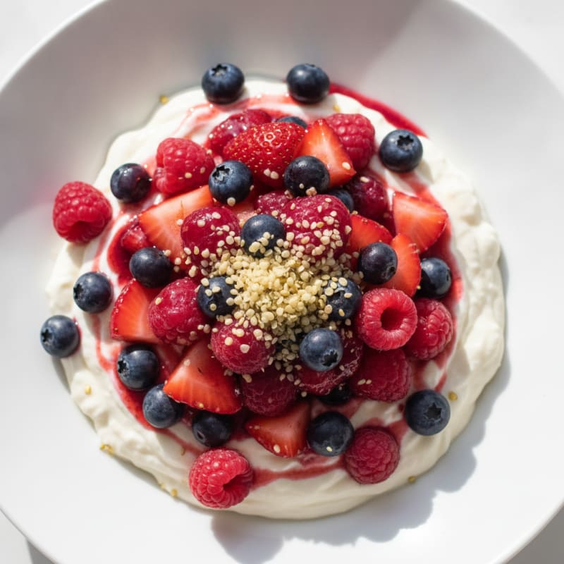 Silky Greek Yogurt Protein Pudding with Mixed Berries