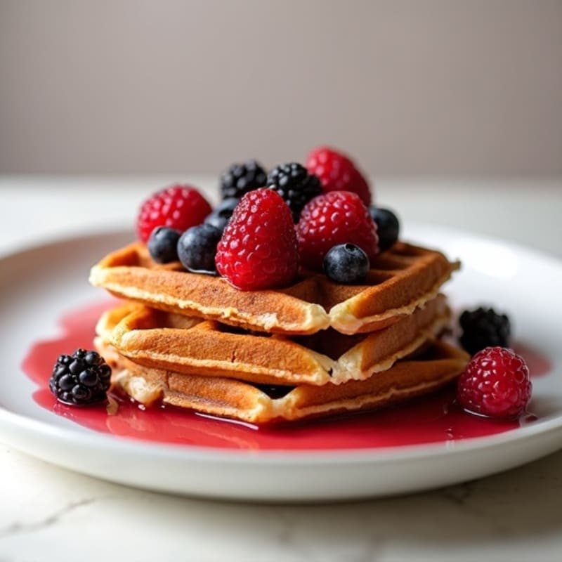 Protein-Packed Almond Flour Waffles with Berry Compote