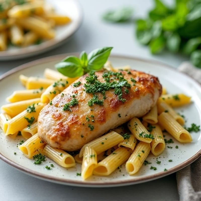 Roasted Chicken with Creamy Pesto Whole Wheat Pasta