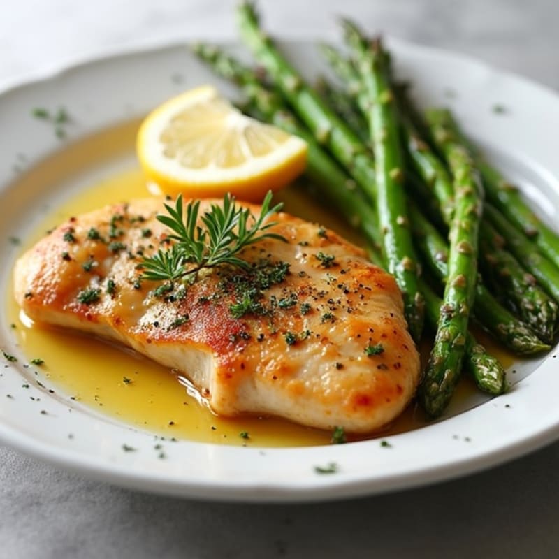 Lemon Herb Roasted Chicken with Crispy Asparagus