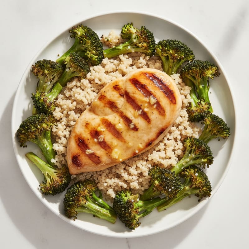 Grilled Lemon Garlic Chicken with Quinoa and Roasted Broccoli