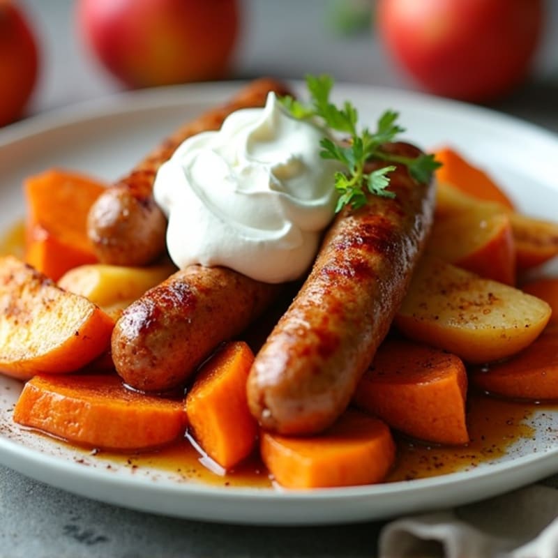 Sheet Pan Cinnamon Apple Chicken Sausage and Sweet Potato Bake