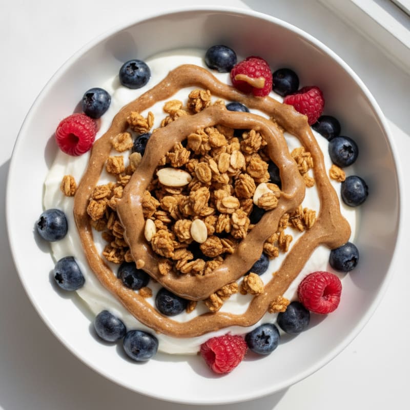 Creamy Greek Yogurt Parfait with Mixed Berries and Almond Butter