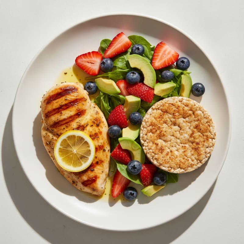 Grilled Chicken Breast with Fresh Fruit Salad