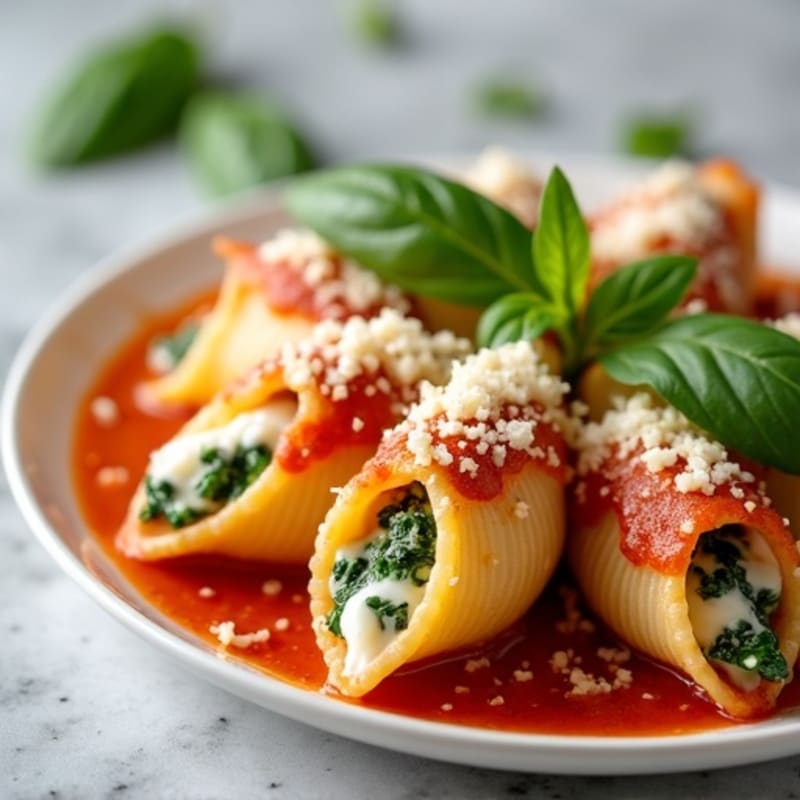 Creamy Spinach Ricotta Stuffed Pasta Shells