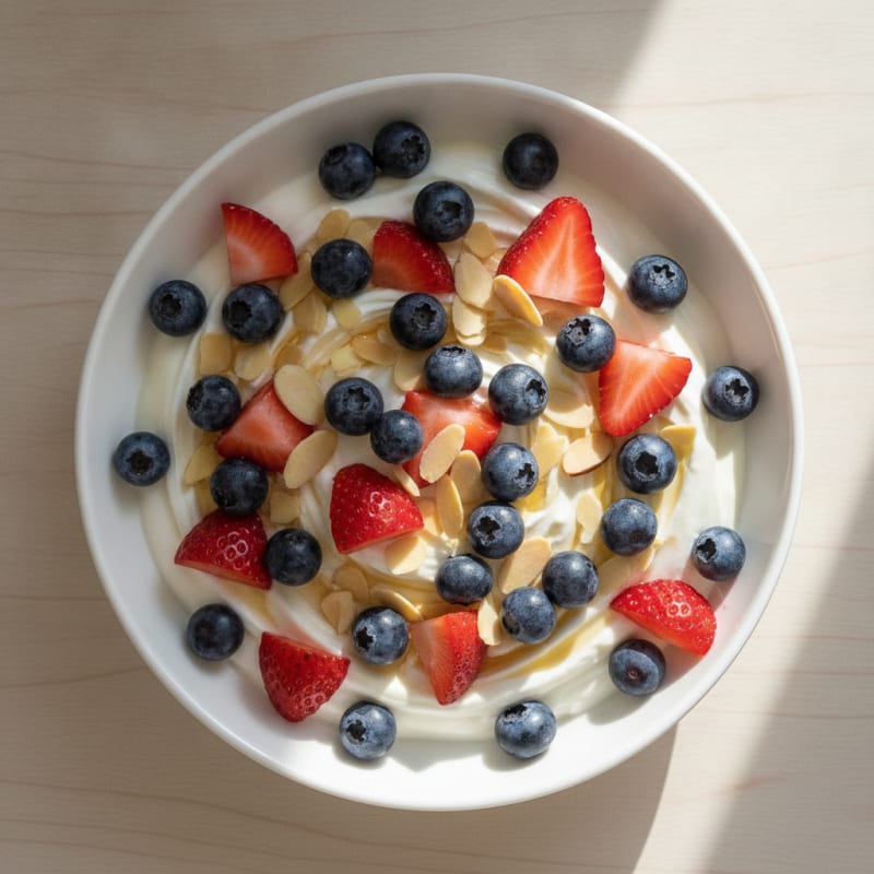 Creamy Greek Yogurt Protein Bowl with Berries and Almonds
