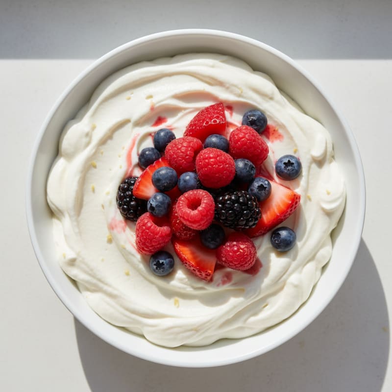 Greek Yogurt Protein Mousse with Mixed Berries