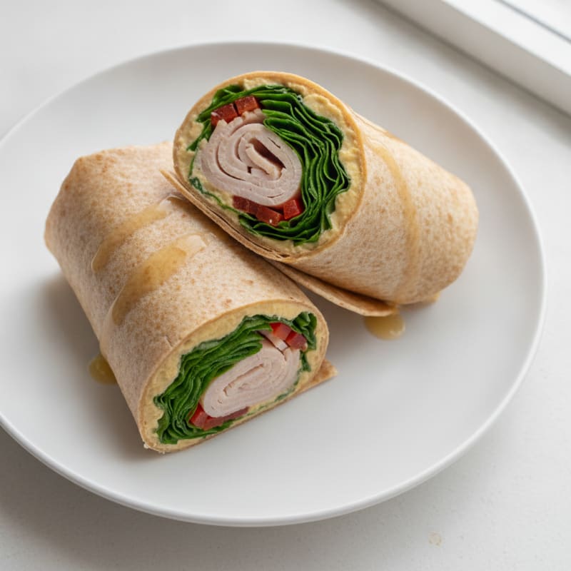 Turkey and Spinach Wrap with Hummus