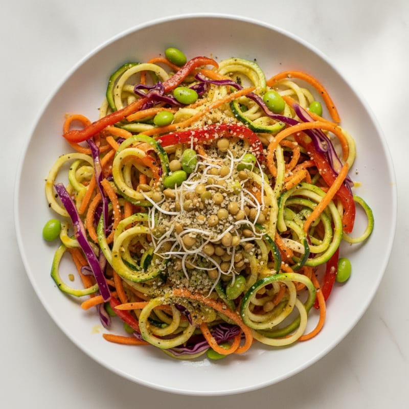 Raw Rainbow Vegetable Noodle Salad
