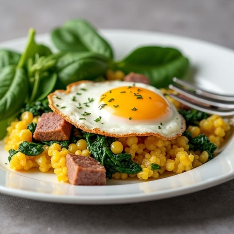 Lean Beef and Egg White Scramble with Spinach