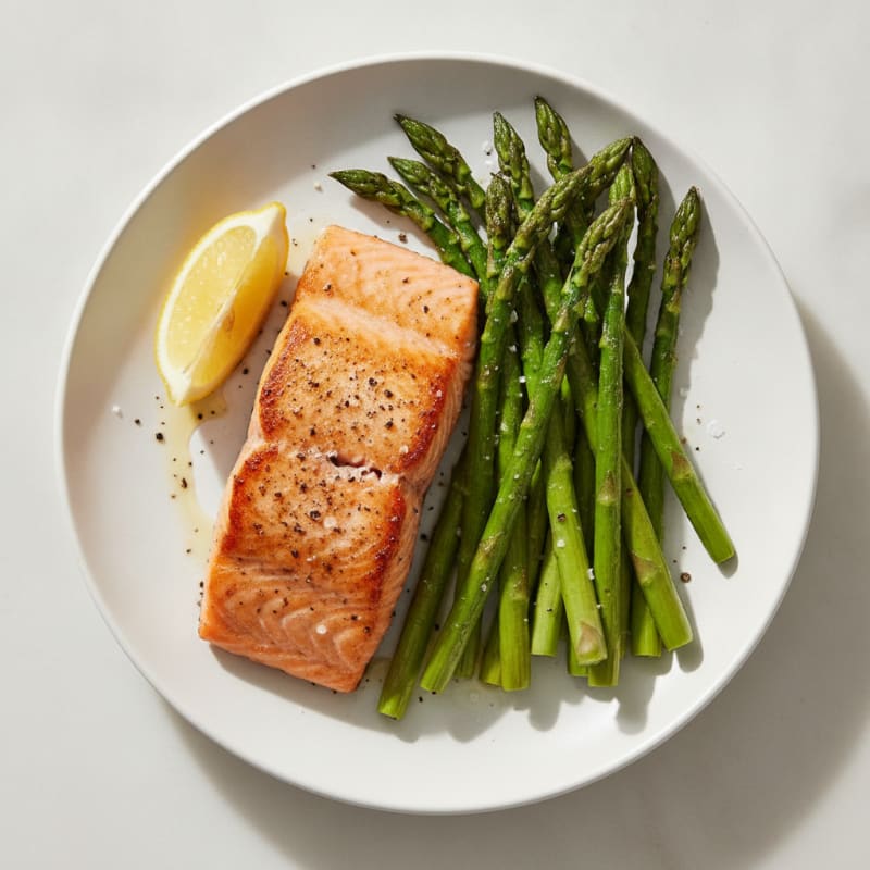 Pan-Seared Salmon with Roasted Asparagus