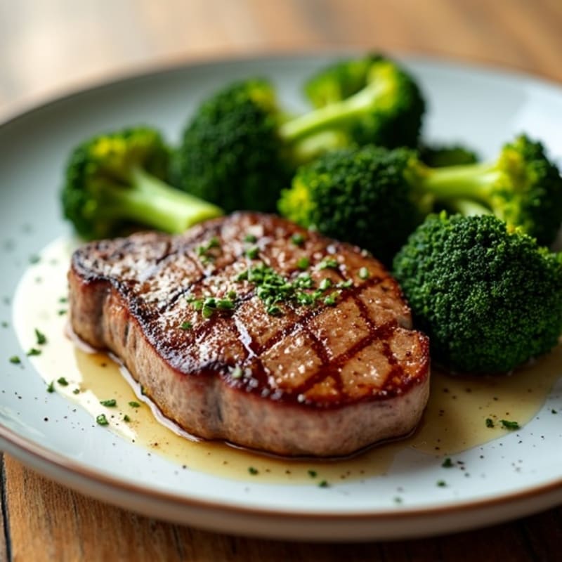 Pan-Seared Steak with Crispy Roasted Broccoli