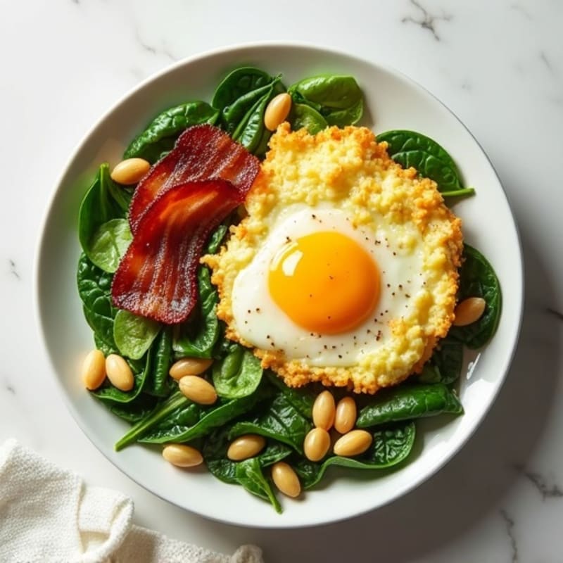 Egg White and Spinach Scramble with Turkey Bacon