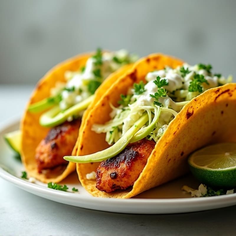 Spicy Roasted Chicken Tacos with Creamy Avocado Slaw