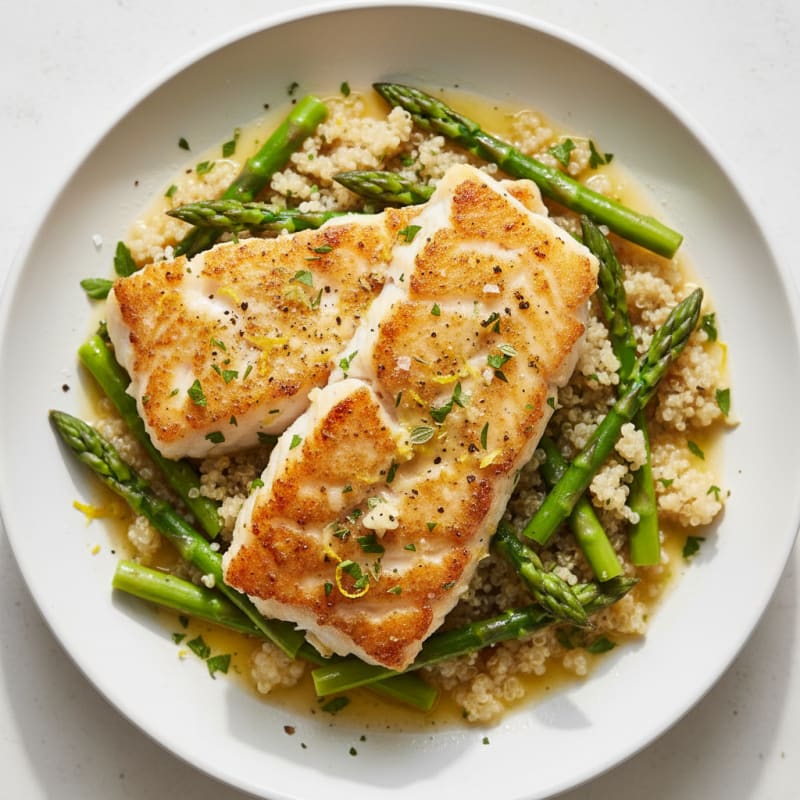 Golden Pan-Seared Lemon Herb Cod