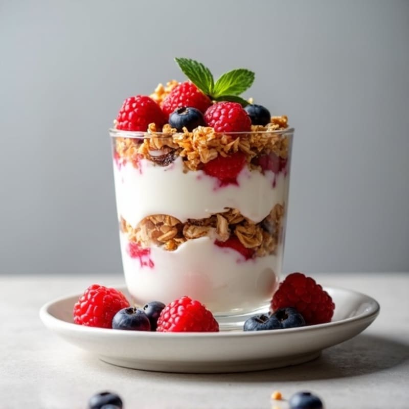 Greek Yogurt Parfait with Mixed Berries and Almond Butter