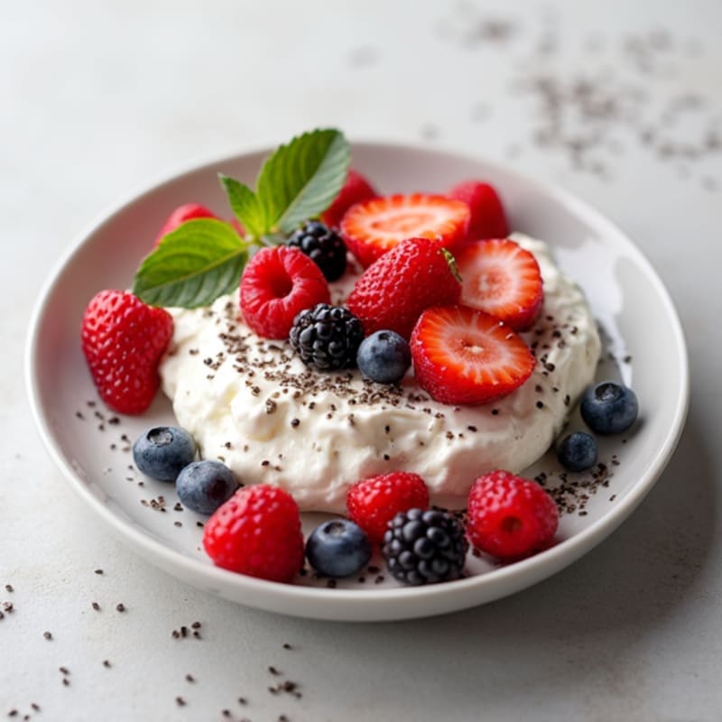 Cottage Cheese with Fresh Berries and Chia Seeds