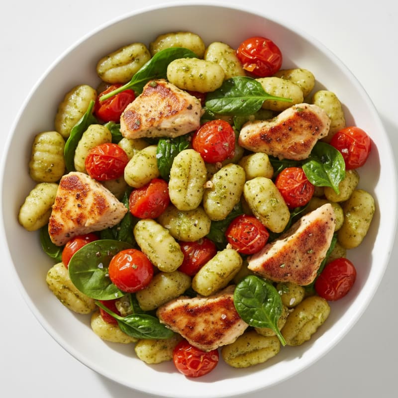 Creamy Pesto Gnocchi with Roasted Tomatoes