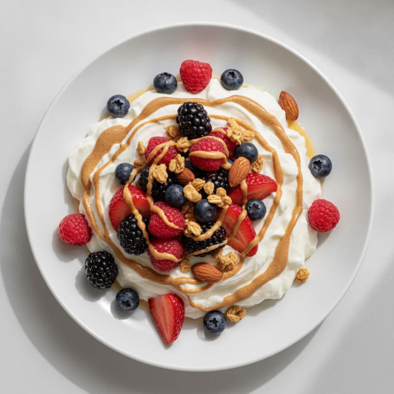 Silky Greek Yogurt Protein Mousse with Mixed Berries