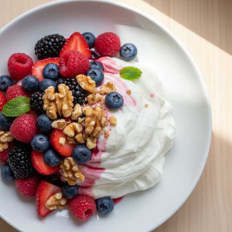 Greek Yogurt Protein Mousse with Mixed Berries