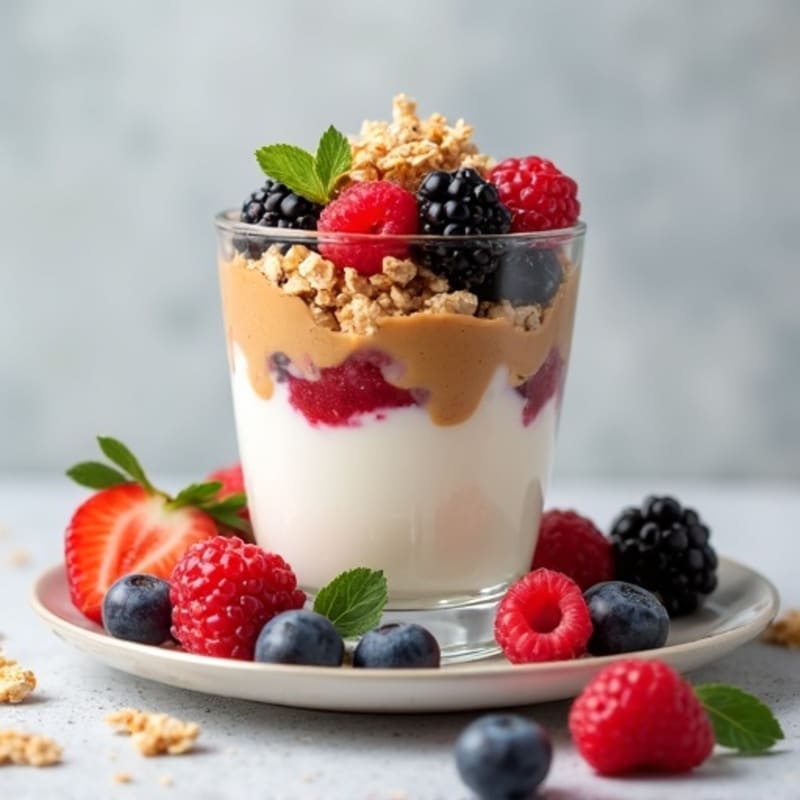 Creamy Greek Yogurt Parfait with Mixed Berries and Almond Butter