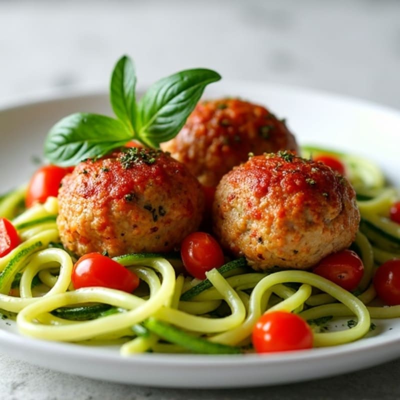 Lean Turkey Meatballs with Zucchini Noodles and Fresh Tomato Sauce