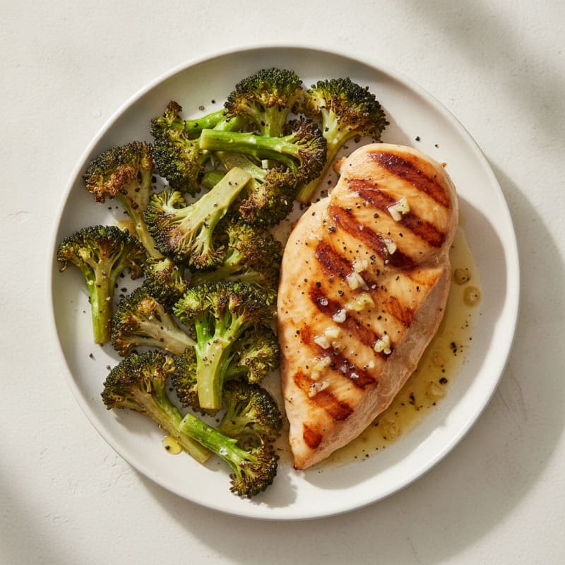 Grilled Lemon-Garlic Chicken Breast with Roasted Broccoli