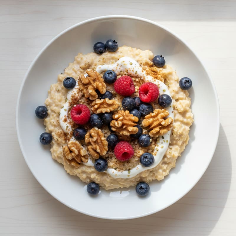 High-Protein Berry and Walnut Power Oatmeal