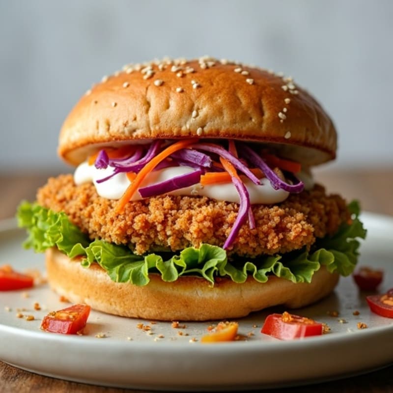 Crispy Air-Fried Chicken Sandwich with Fresh Slaw