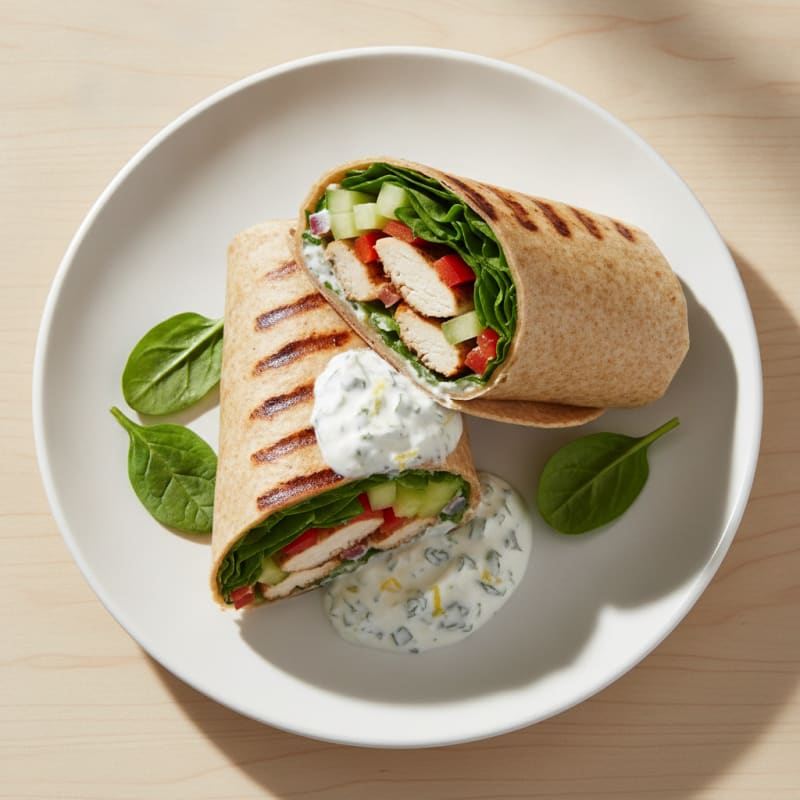 Grilled Chicken and Veggie Wrap with Greek Yogurt Spread