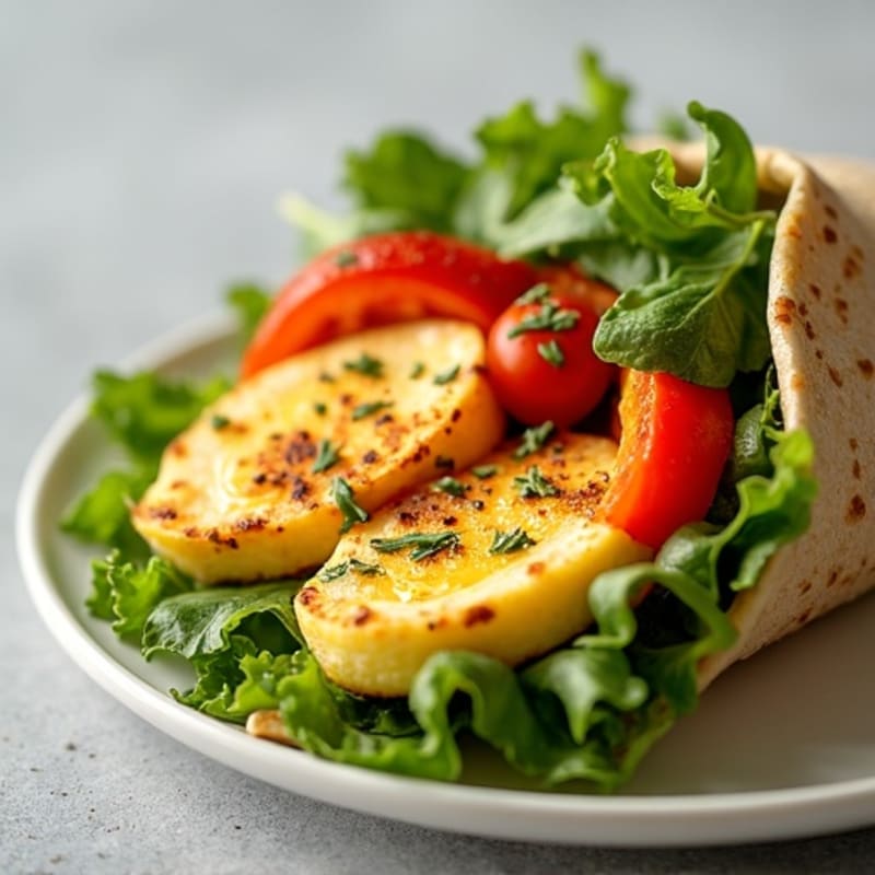 Scrambled Egg and Chicken Breakfast Wrap with Crunchy Greens