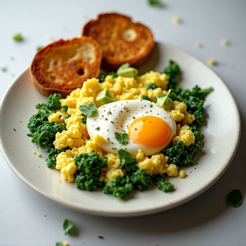 Egg White and Spinach Scramble with Cottage Cheese