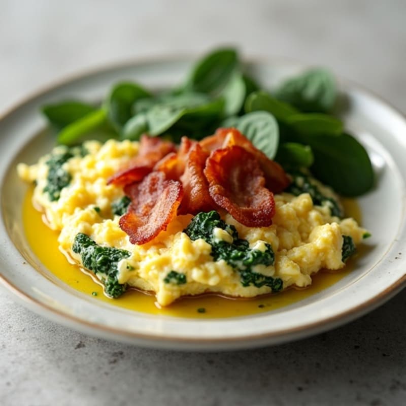 Cottage Cheese Scramble with Spinach and Turkey Bacon