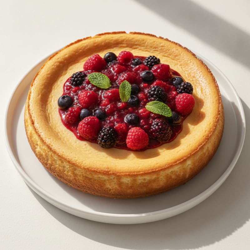 Greek Yogurt Protein Cheesecake with Mixed Berries