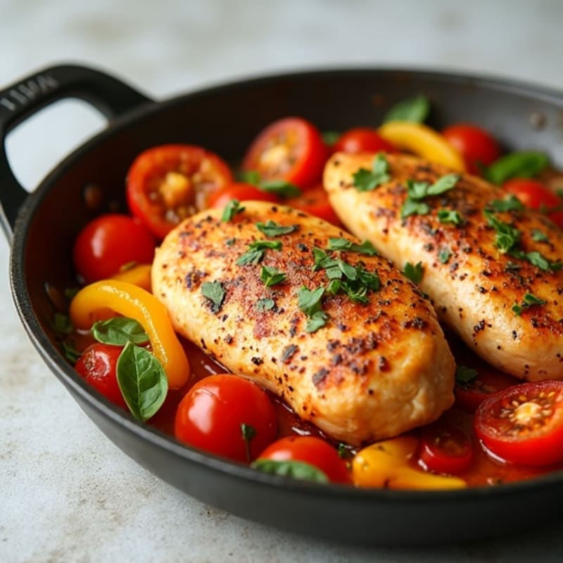 Savory Skillet Chicken with Bell Peppers and Tomatoes