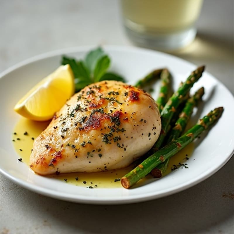 Lemon Herb Roasted Chicken with Roasted Asparagus